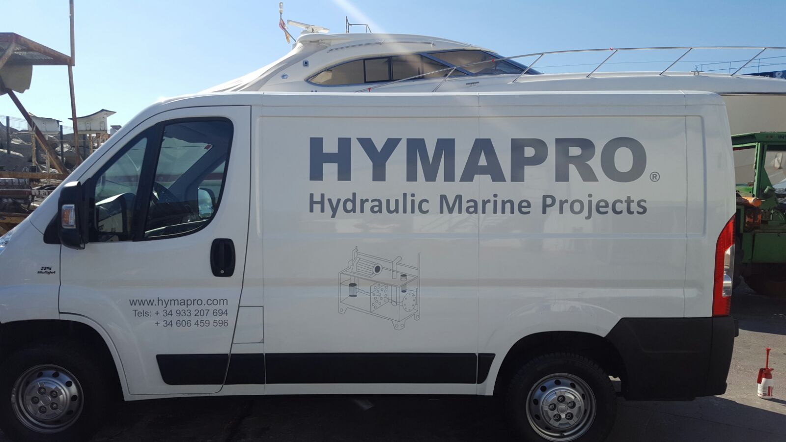 Hymapro Van Crew for Hydraulic Cylinder Works Barcelona Yachting